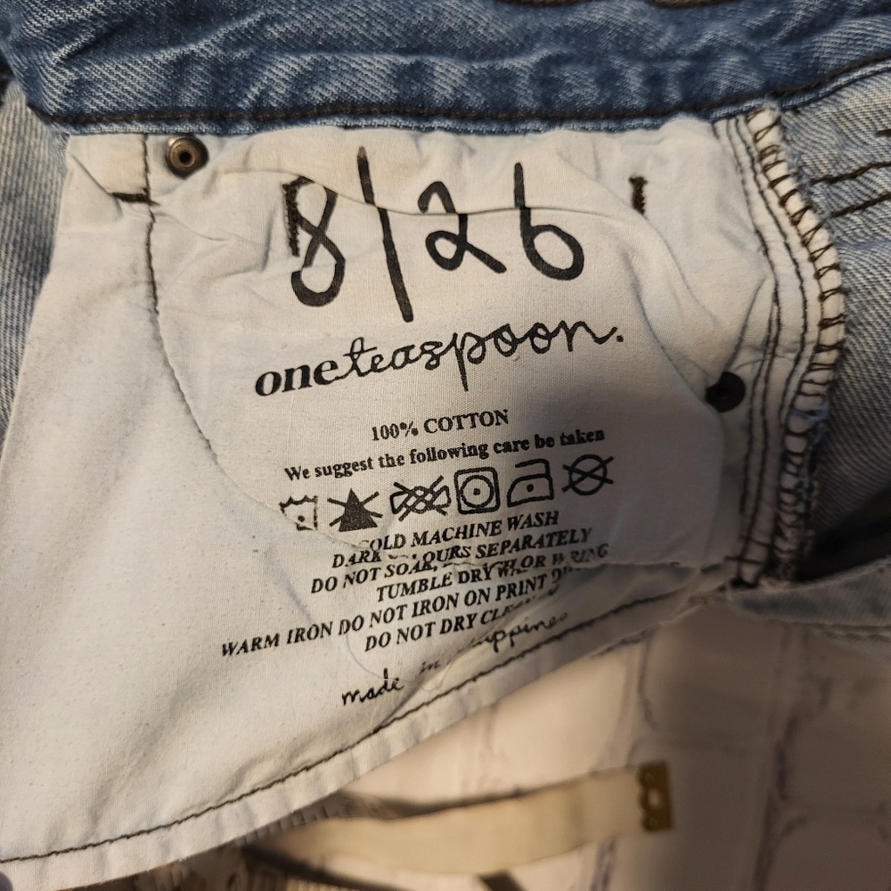 Oneteaspoon Cotton Distressed Cutoff Denim Jean Shorts Light Wash Blue Size 26 - Picture 8 of 8